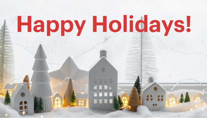 Happy Holidays themed image with decorations.