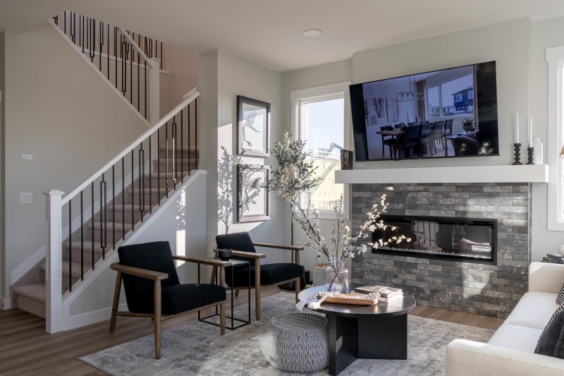 Living Room in Anthem's front drive 110 showhome in Kinglet by Big Lake